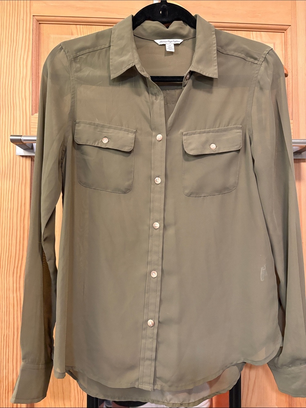 Gorpcore Semi Sheer Long sleeve Olive Green Shirt Sz S